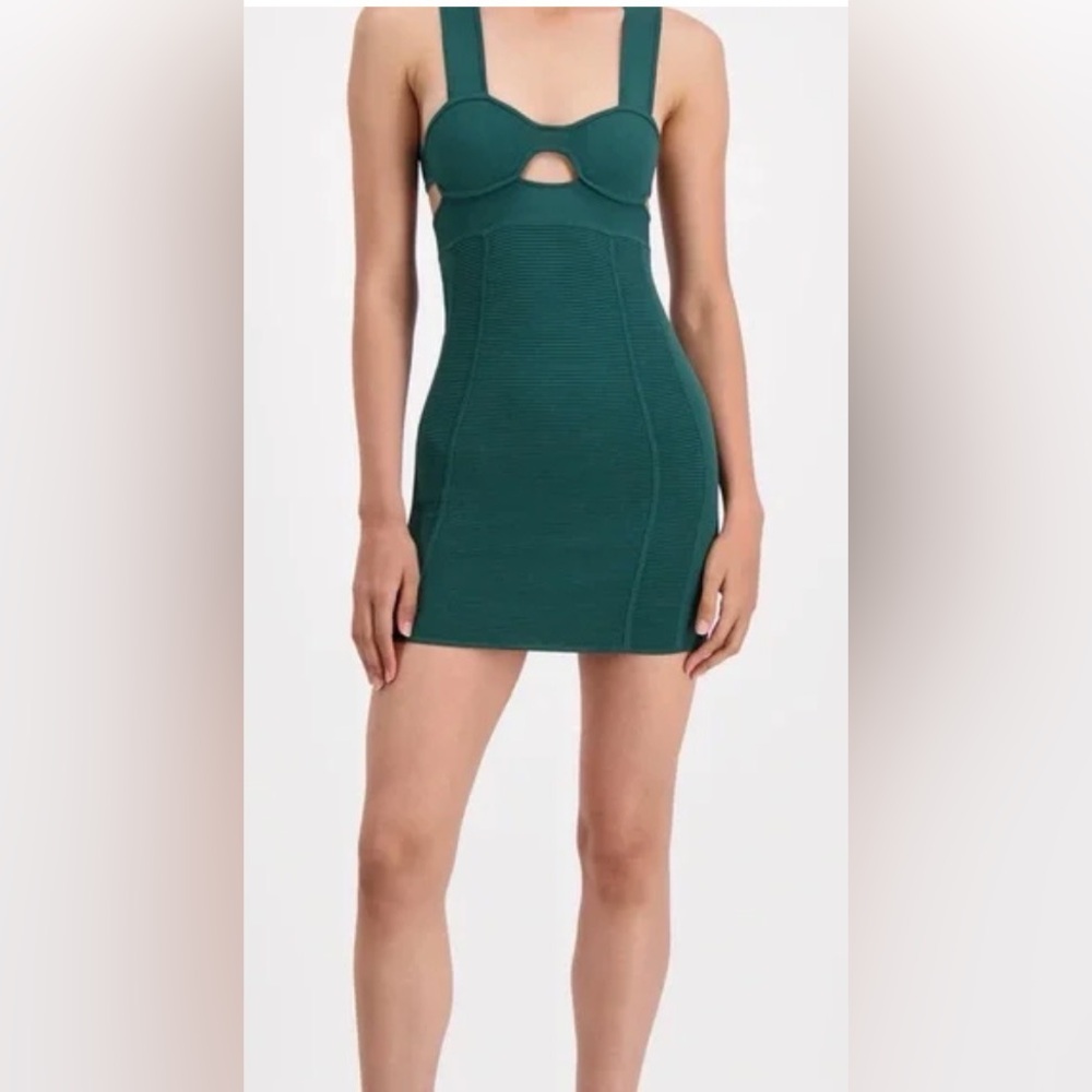 Herve Leger Strappy Bra Mini Bodycon Dress Black Size S NWT Cutout Ribbed